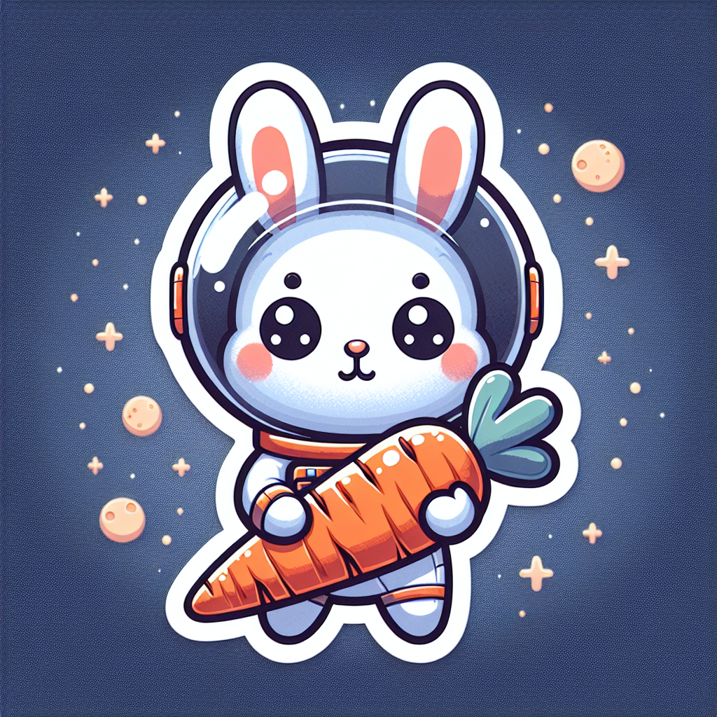 sticker-A rabbit astronaut with a carrot shaped like a rocket-cute stickers-1733095746257